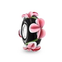 Bling jewelry Murano Glass Black Floral Bead