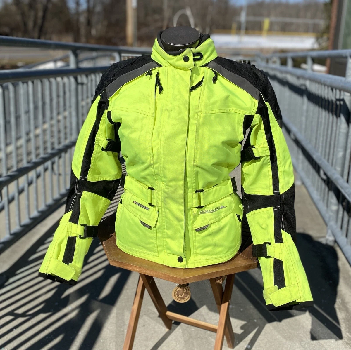 FIRSTGEAR Women s Kilimanjaro Moto Riding Jacket Size XS Day Glo Yellow Black