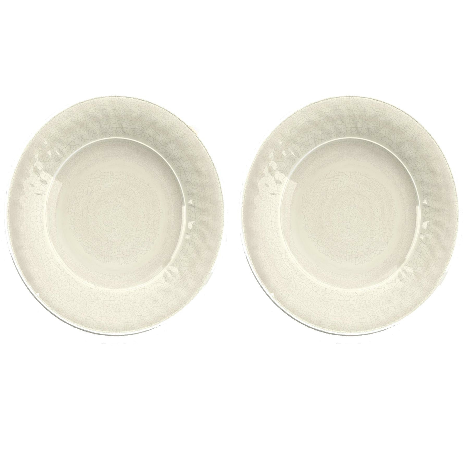 Cream Crackle Glaze Melamine/Plastic Dinner Plates Set - Pack of 2 Plates