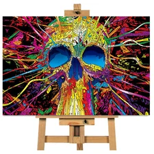 Skull Colours Canvas Picture Ready To Hang Wall Art