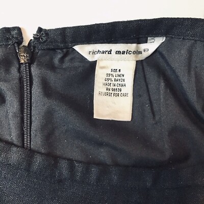Richard Malcom Women's Sz 6 Midi Black Skirt Pencil Beaded Lined