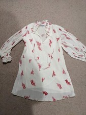 Ganni Pleated Georgette Dress Size 40 Flawed