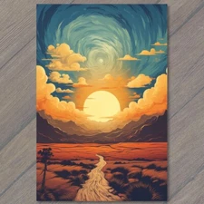 Art Print Majestic Mountain Desert Landscape Sunset Sunrise Unusual Cool Moon