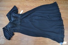 NWT W 20 Black A-Line/Princess V-Neck Mother Of The Bride Dresses w/ Applique