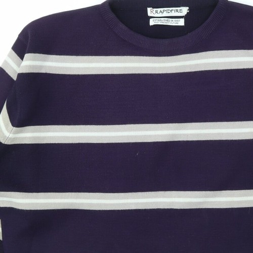 RRAPIDFIRE Mens Purple Striped Acrylic Blend Sweatshirt Size S - Picture 7 of 12