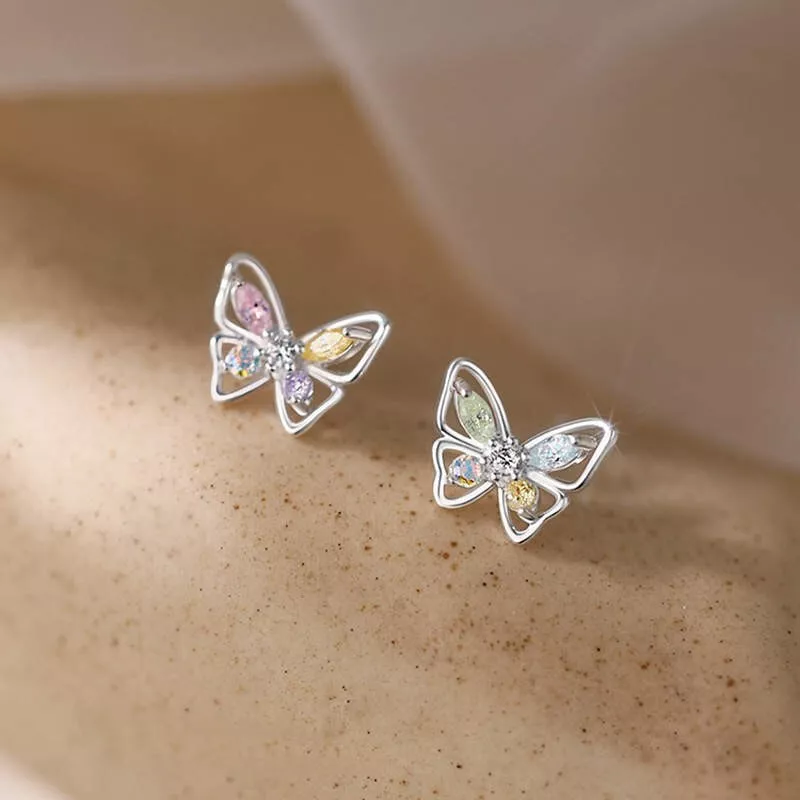 Diamond butterfly earrings sale women's
