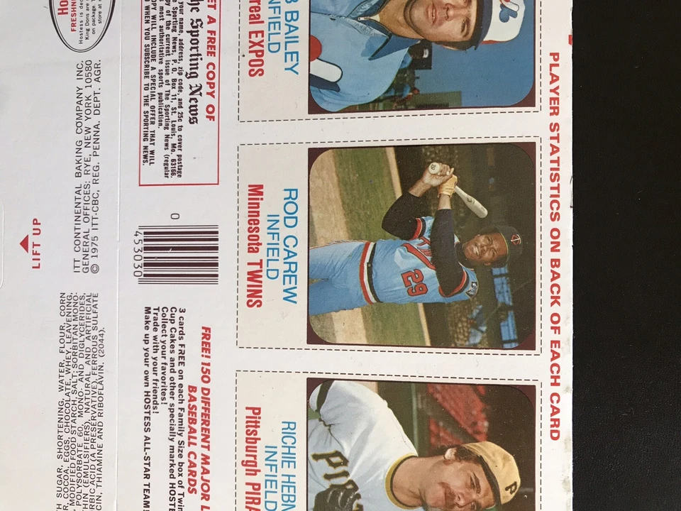 1975 HOSTESS #55-57 ROD CAREW CAIXA COMPLETA — ESTADO IMPECÁVEL💥*** (tgcs) - Imagem 2 de 4