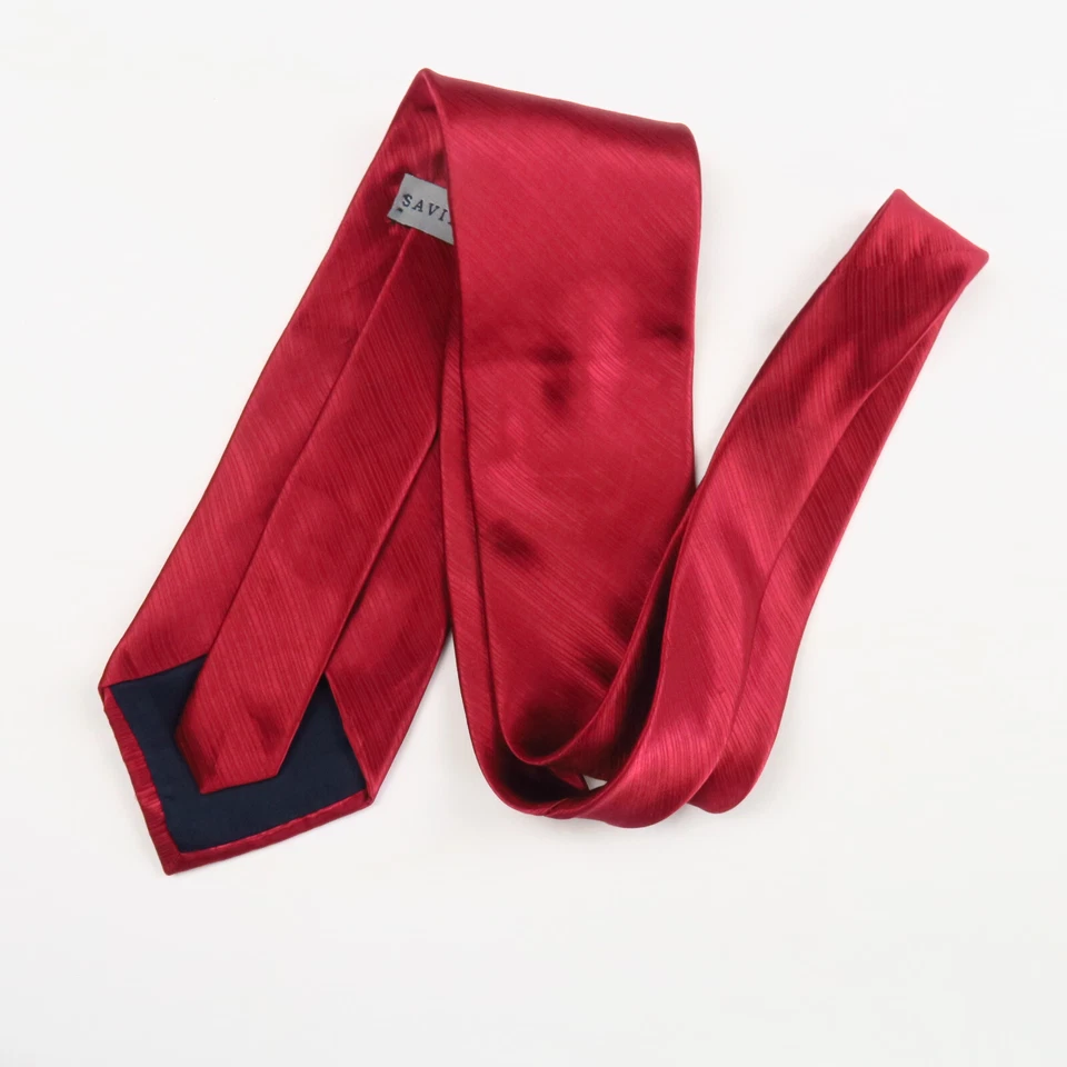 Savile Row Red Brushed Micro Stripe Mens Neck Tie 57x3.5 Bright Power Modern - Image 4 of 4
