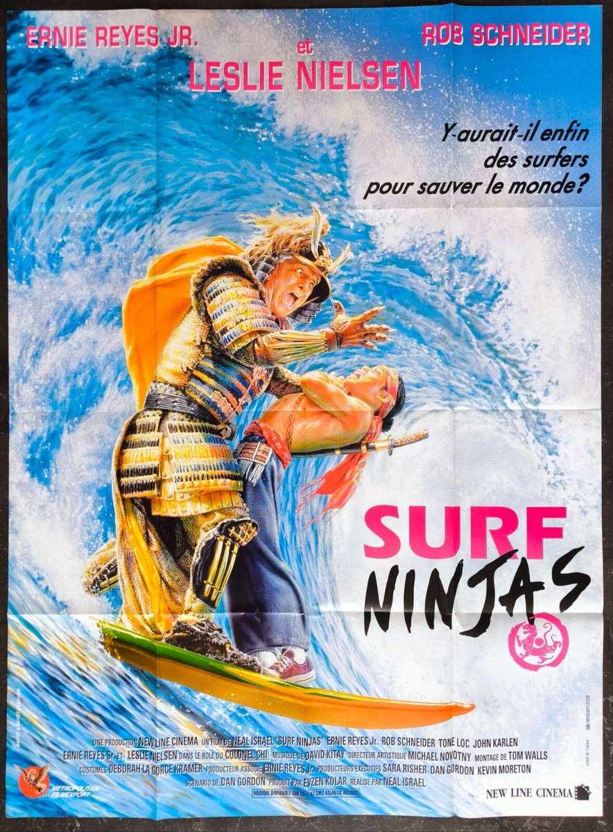 SURF NINJAS Leslie Nielsen surfing ORIGINAL french LARGE movie