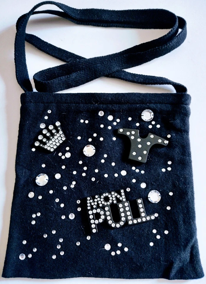 Bandolera Sonia Rykiel Paris Coleccionista Negra Tejida Estrás y Dijes Foto 4 de 4