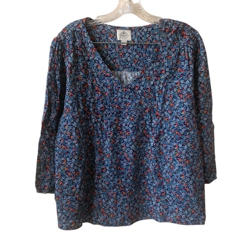 St. John's Bay Women's Blouse Petite PXXL Floral Ditsy 100% Rayon 3/4 Sleeve