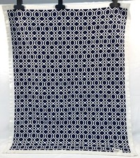Pottery Barn Kids 30 x 40 Baby Infant Blanket Blue White Hexagon Reversible