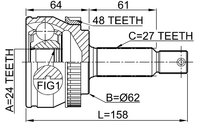 Outer CV Joint 24X62X27 FEBEST 2210-NSP20A48 OEM 49591-1F210 | eBay