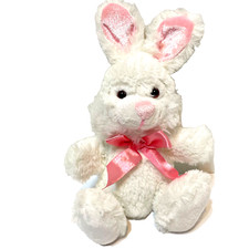 Vintage Walmart Soft Plush Pink White Easter Bunny Lovey Stuffed Animal 10"
