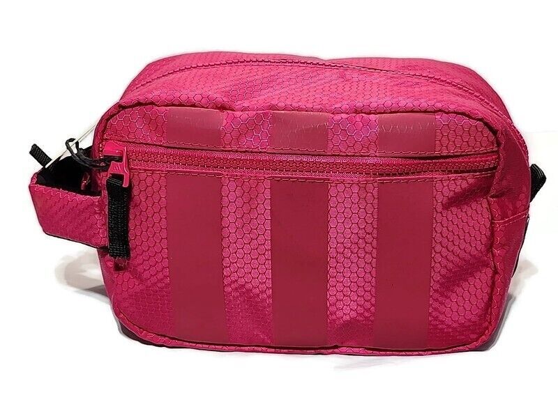 Adidas Sports Bag Unisex Team Toiletry Kit Case Zipper Closure Bold Pink NWT