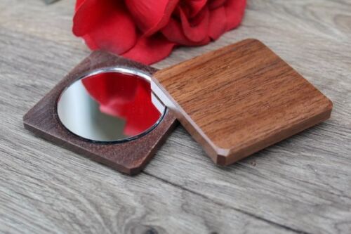 Compact Mirror Purse Double Mirror Hand Pocket Marquetry Mountain Handmade - Picture 5 of 5