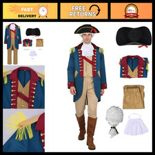 Men's Colonial Military Officer Costume Set - Washington Regency Uniform for Hal