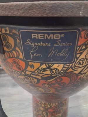 Remo Signature Djembe Drum Leon Mobley Fiberskyn 3 Reno Drum Mondo Mo-Fa Head