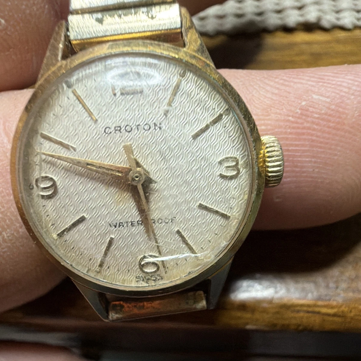 Vintage 1952 Croton‎ 10k Gold Filled Women\'s Mechanical Wind Cocktail Full Resto Art Deco 14K White Gold & Diamonds Croton Manual Wind Up  main image 2