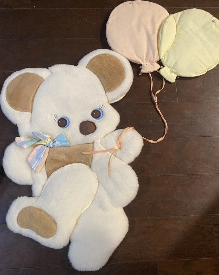 Globos de oso de peluche de tela acolchada de colección para colgar en la pared corderos de guardería hiedra pastel Foto 2 de 4