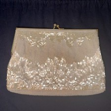 La Regale Ltd. Vintage White Beaded Evening Clutch Purse Hand Made La Regale Ltd. Vintage White Beaded Evening Clutch Purse Hand Made
