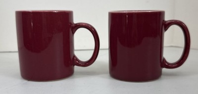 VINTAGE ALPS CERAMIC COFFEE MUGS MAROON BURGUNDY LOT OF 2 READ