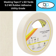 72 Rolls, 1" x 60 Yards Ivory Masking Tape 5.2 Mil Adhesive Removable Cleanly