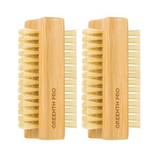GREENTH PRO Bamboo Nail Brush  2PCS Two-side Firm Nature 2 Count Pack of 1 