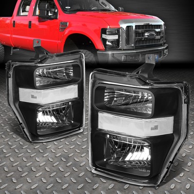FOR 08-10 FORD F250 F350 SUPER DUTY BLACK HOUSING CLEAR CORNER HEADLIGHT LAMPS