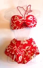 Vintage Barbie in Hawaii #1605 Red & White Floral Swimsuit Bikini * JAPAN