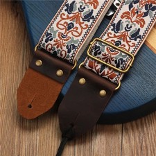 Guitar Strap Cotton Embroidery Adjustable for Bass Electric Acoustic Guitar