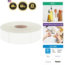 White Rectangular Stickers Labels Roll 600pcs Self Adhesive Permanent