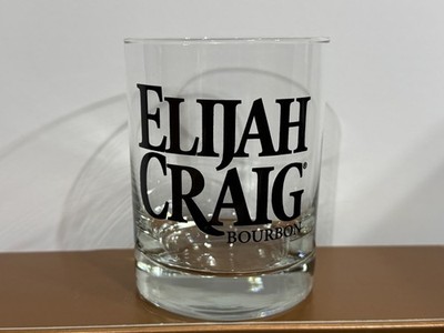 Elijah Craig Bourbon Whiskey Black Print Double Old Fashioned Rocks Glass