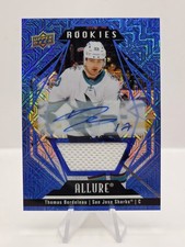 2022-23 Upper Deck Allure #141 Thomas Bordeleau Auto Mem Blue Line #/35 RC