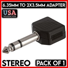 2-Way 3.5mm Stereo Female to 6.35mm Stereo Male Adapter Headphone Y Splitter