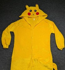 Kids 7/8 M Pikachu 1 Piece Costume Pok mon Yellow PJs Halloween Jumpsuit Hoodie
