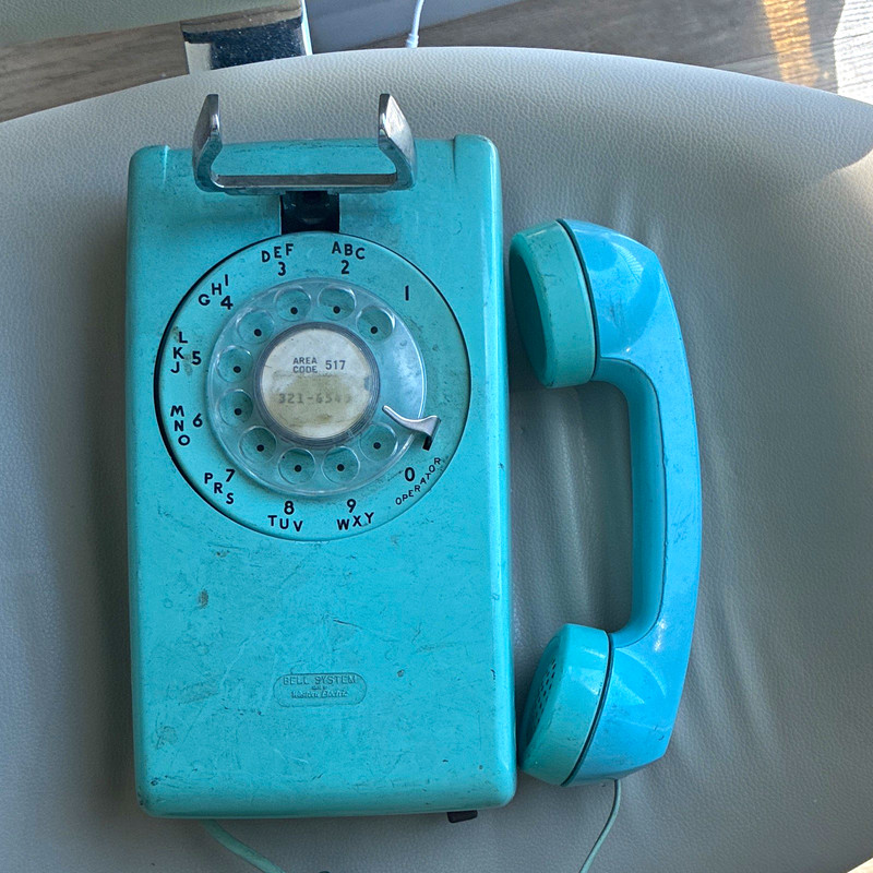 Western Electric Bell System Light Blue Rotary Dial Wall Telephone