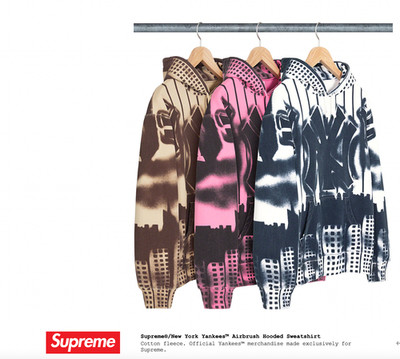 Supreme x New York Yankees Airbrush Hooded Sweatshirt Clay Brown