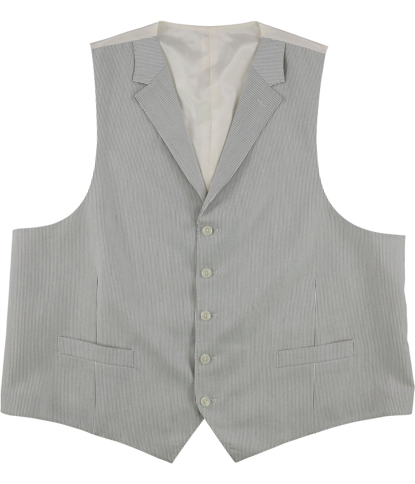 Sean John Mens Striped Five Button Vest, White, 50 Regular