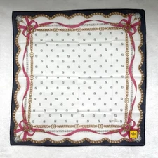 Vintage Fendi Fazzuolo Pink Bow Scarf Handkerchief Cotton Authentic Japan