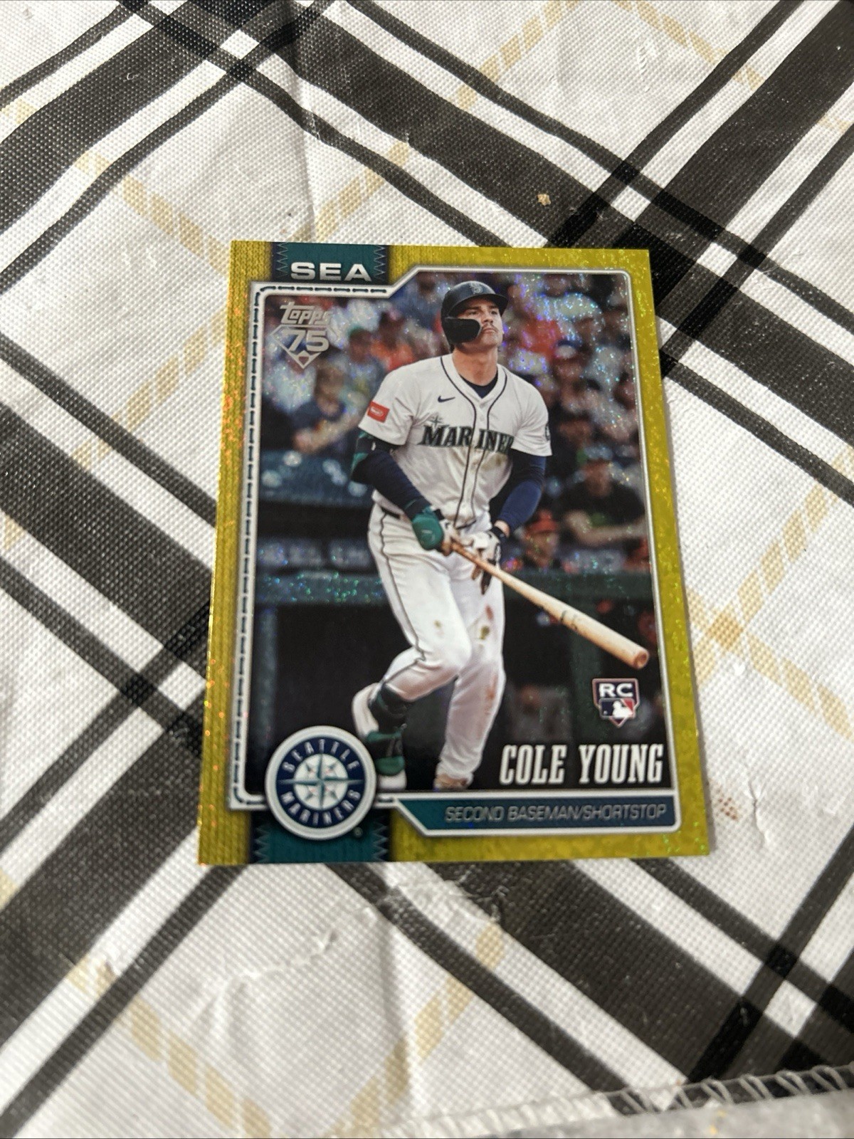 Cole Young 2026 Topps Series 1 Yellow Rainbow Foil RC /399 #129 Mariners