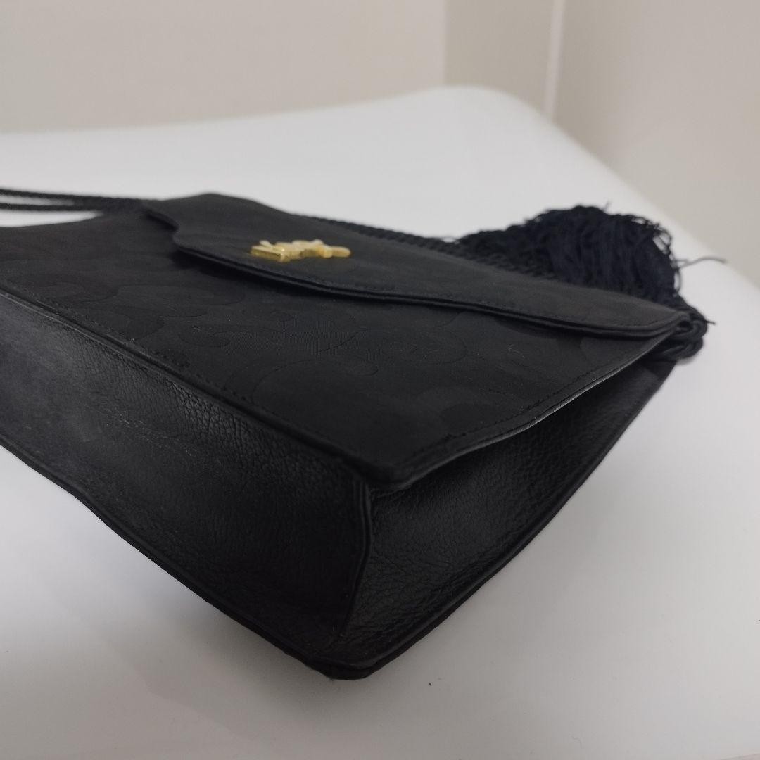 YVES SAINT LAURENT Nylon Leather Shoulder Bag Black Arabesque Fringe Classic thumbnail 5