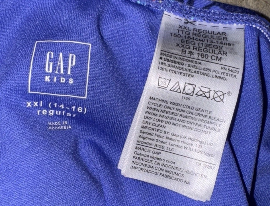 Gap Youth Girls Tropical Print Low Rise Bikini Bottom Size XXL 14-16 Blue-ish - Image 3 of 3