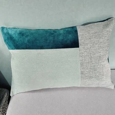 Article Designer Tweed Velvet Down Feather Decorative Throw Pillow 25”x17” Teal