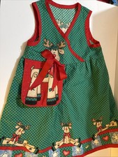Vintage girl dress Daisy Kingdom Rudy Reindeer  Christmas Jumper Dress SZ 4/6T