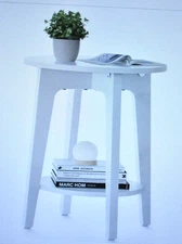 Songmics Vasagle Side End Table White w Lower Shelf LET283T14 Bedroom Use