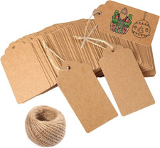 Gift Tags,120 PCS Kraft Paper Tags for Wedding Brown Rectangle Craft Hang Tags