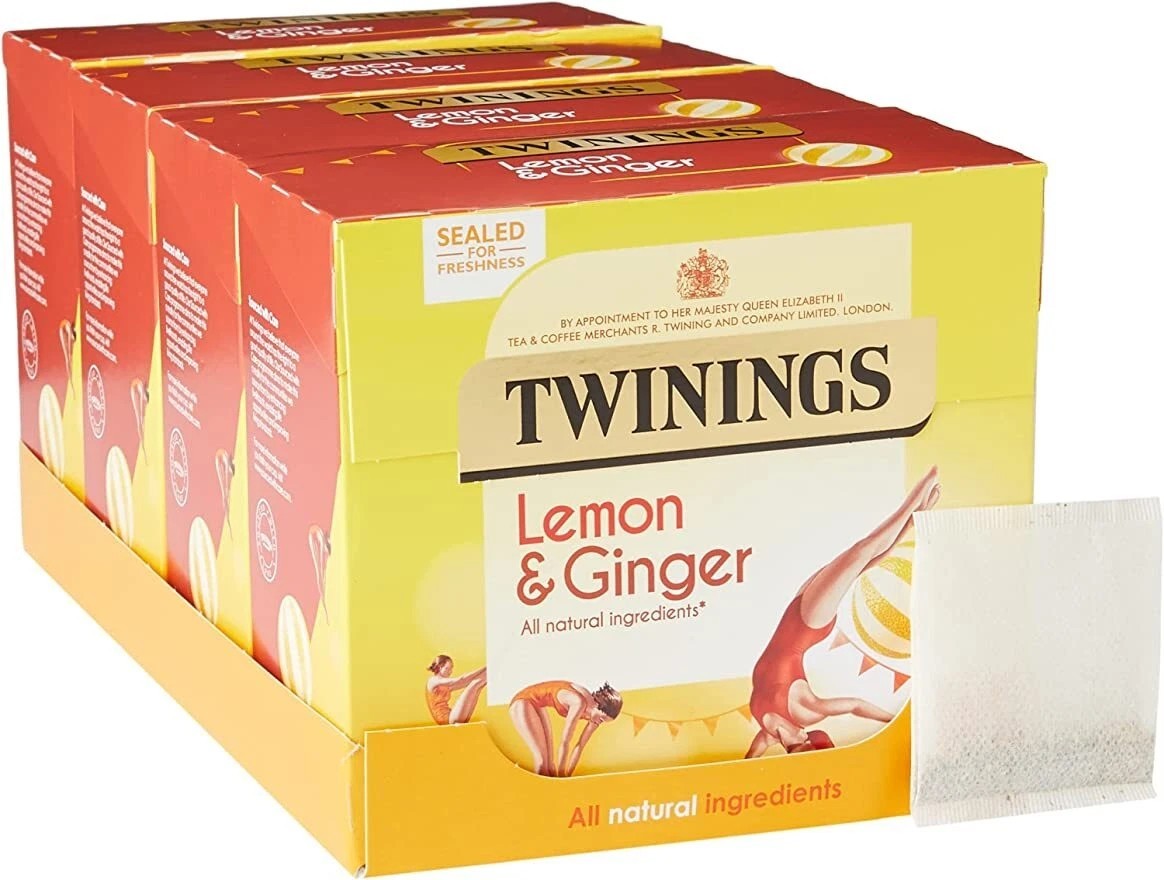 Twinings Lemon & Ginger 320 Tea Bags (Multipack of 4 x 80 Tea Bags)