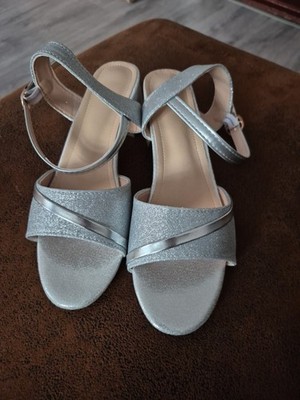 Damen Sandalen Silber mit Blockabsatz Gr.40 Neu