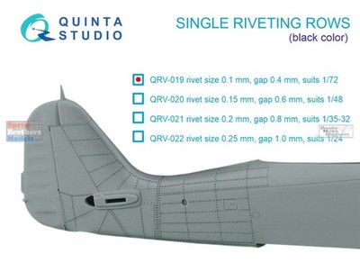 QTSQRV019 Quinta Studio 3D Decal - 1:72 Single Riveting Rows (black) [0.1mm /